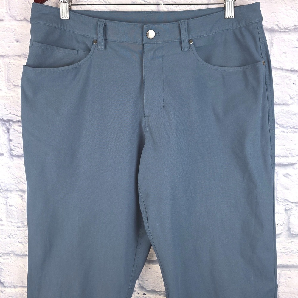 Lululemon Men Commission Pant Slim Warpstreme Blue Gray Chino LM5968S Sz 34X33